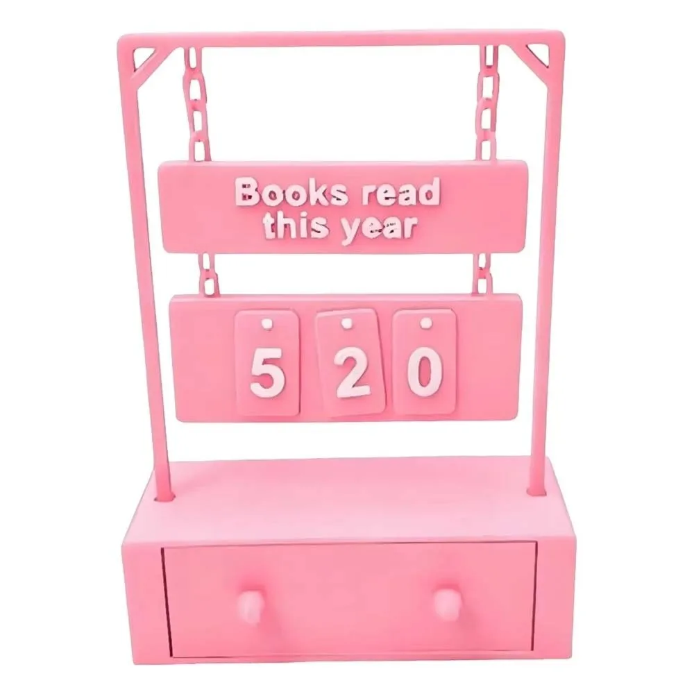 3D Book Read Counter Wear Resist PLA Hanging Reading Tracker Counting Ornament Plastic Reading Log Library Decor