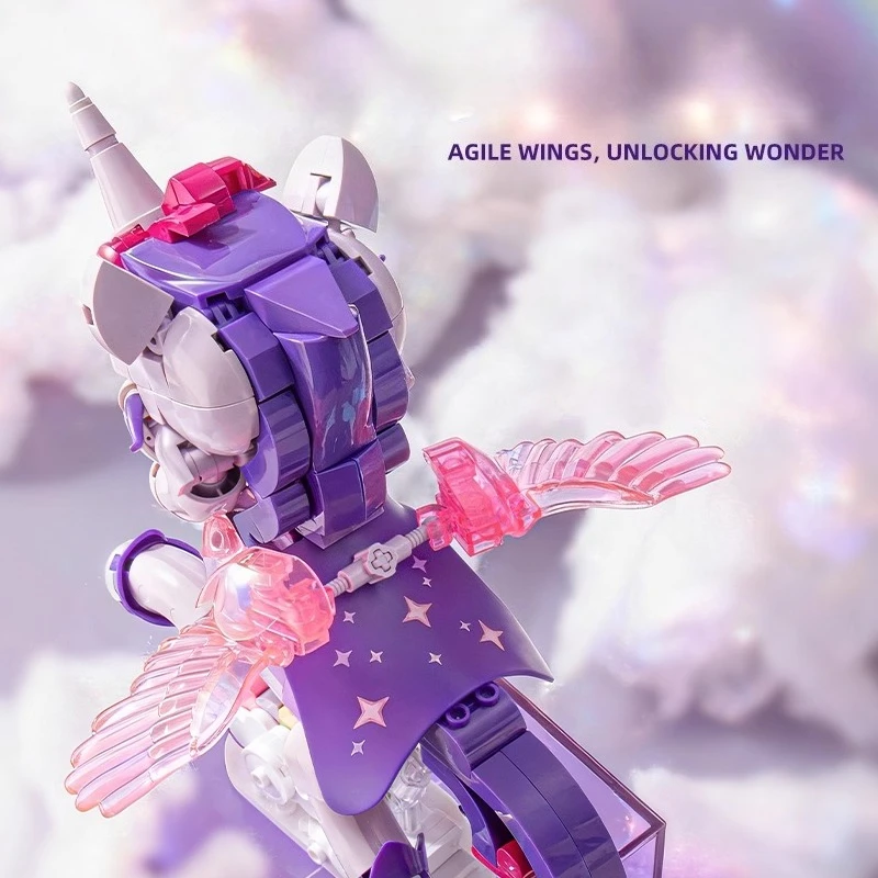 حالمة يونيكورن اللبنات Kawaii الجسيمات الصغيرة للأطفال تجميع لعبة نموذج معماري سطح المكتب هدية مزخرفة #3