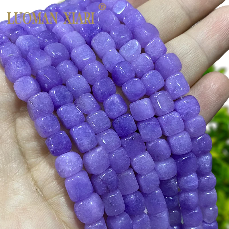 8x8MM Square Natural Chalcedony Purple Lavender Stone Loose Cube Spacer Beads for Jewelry Making DIY Bracelet Accessories