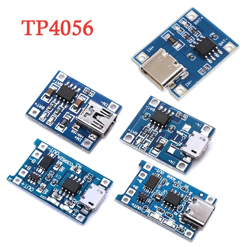 Typ C/Micro/Mini USB 5V 1A 18650 TP4056 Lithium-Batterie-Ladegerät-Modul Ladeplatine mit Schutz Doppelfunktionen 5V Li-Ion