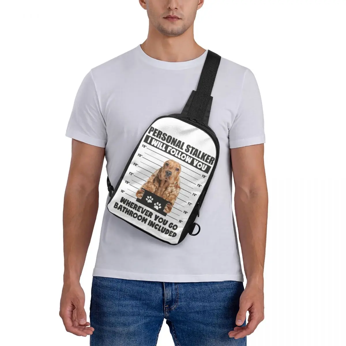 

Funny English Cocker Spaniel Puppy Sayings Chest Bag Crossbody Backpack Sling Shoulder Bag For Men Traveling Hiking Daypack