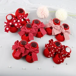 Baby Socks Newborn Cute Girl Princess Socks Bow Boat Red Socks Toddler Cotton Floor Socks Infant Items Baby Accessories Clothes