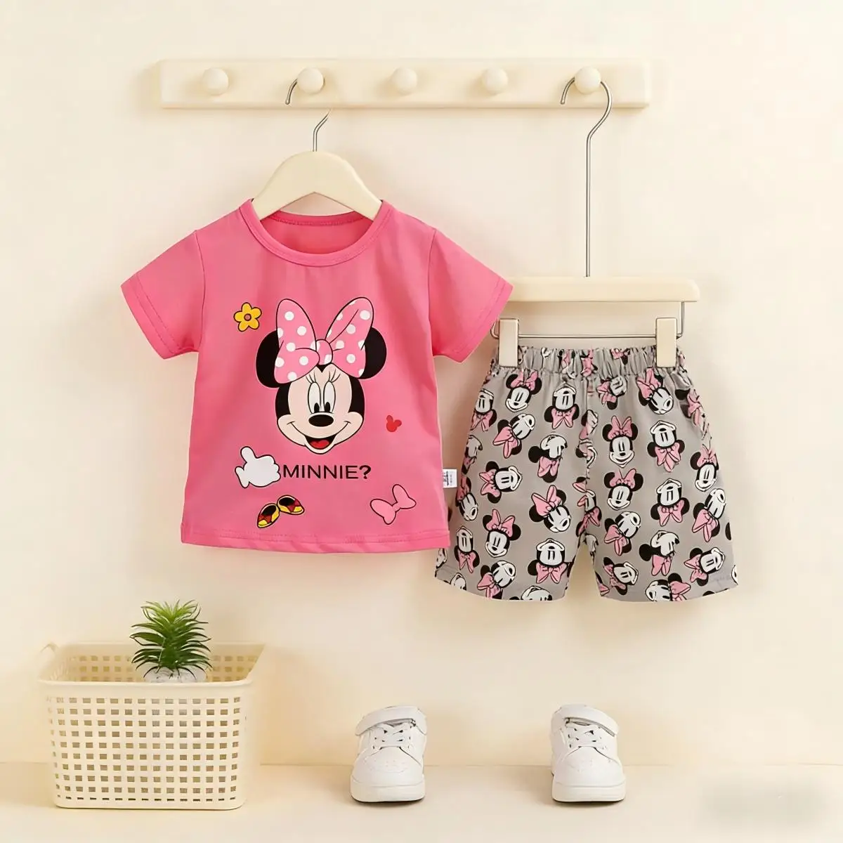 Baby Girl Summer Outfit Set Short Sleeve T-shirt And Shorts Children's Clothing Ages 0-4T
