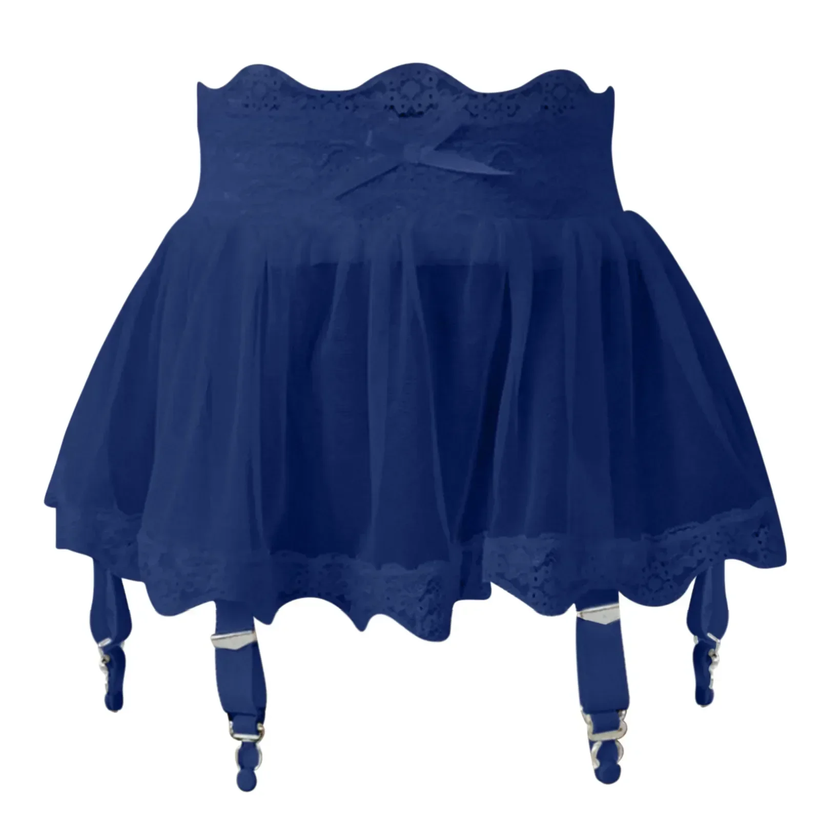 Robe courte en dentelle taille haute pour femme, mini jupe sexy, ceinture de jarretelles, robe réglable avec bas de lingerie pour femme à quatre boutonnage