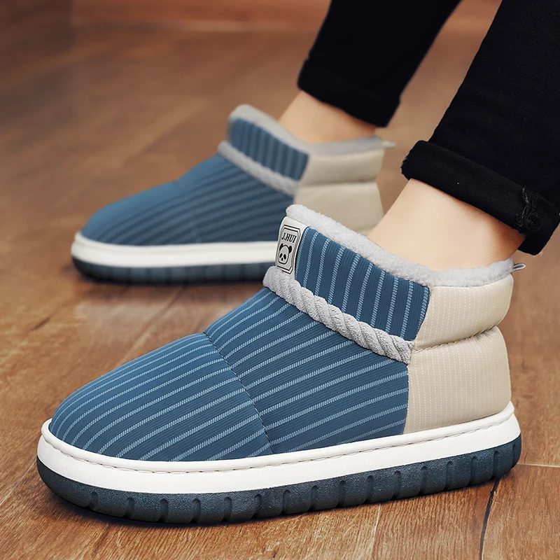 Men's Winter New Fleece‑Lined Warm Snow Boots, Non‑Slip Wear‑Resistant Thickened Outdoor Casual Short‑Shaft Cotton Boots for Men