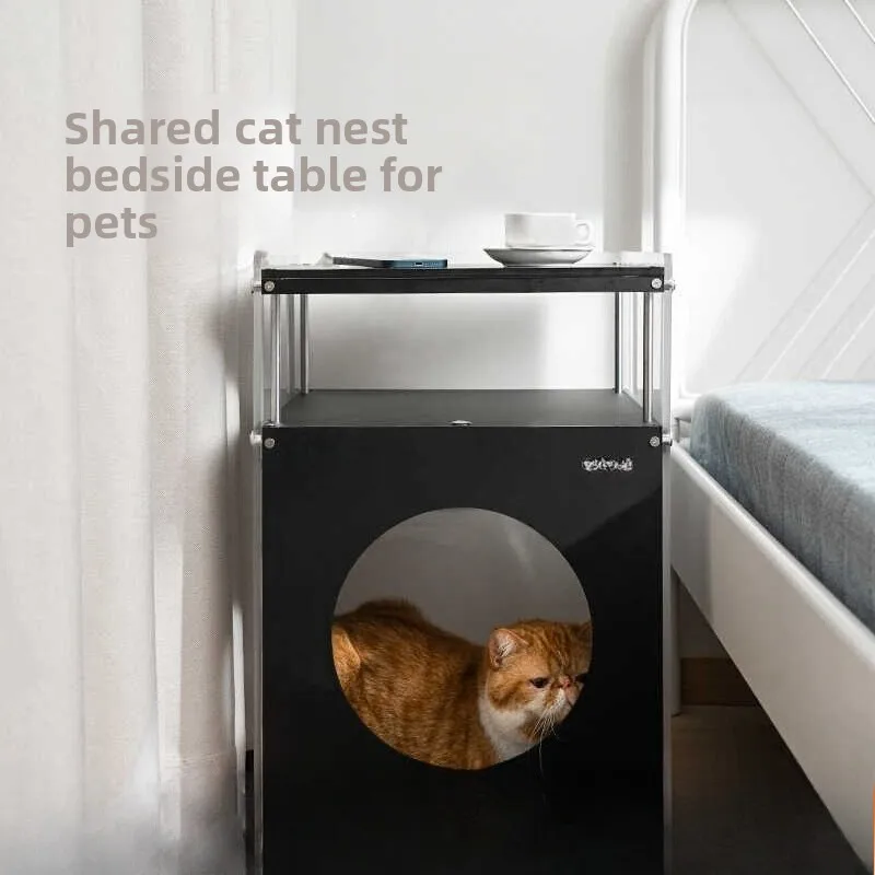 Cat's nest bedside table original design, people and pets share home improvement art wind, a few cat nests by the bedside