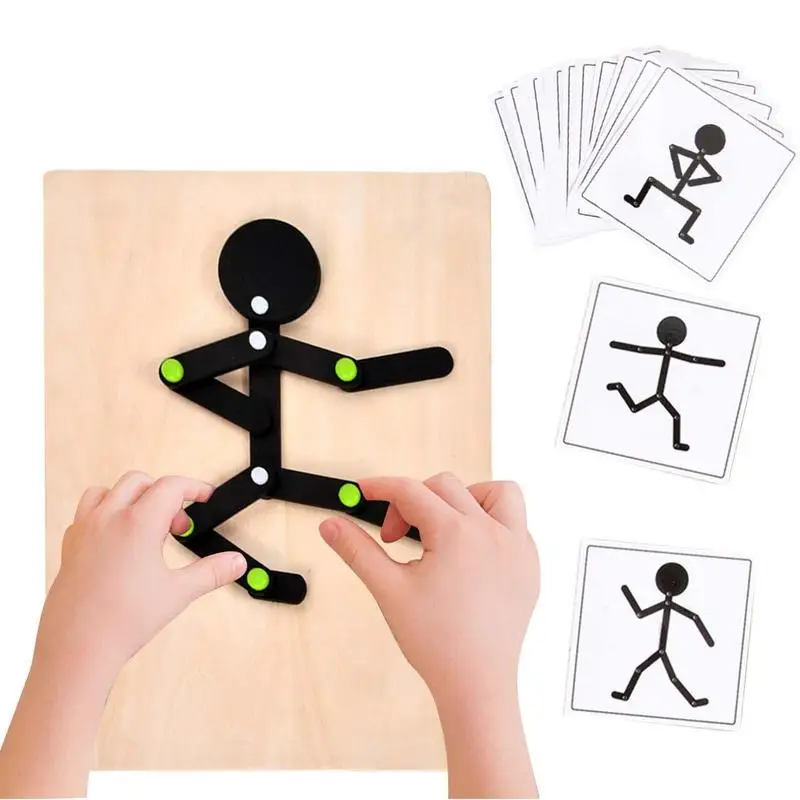 Kids Montessori Educational Wooden Stick Men Puzzle Game Kids Hand Skill Fine Motor Training Assemble Toys For Baby Imagination