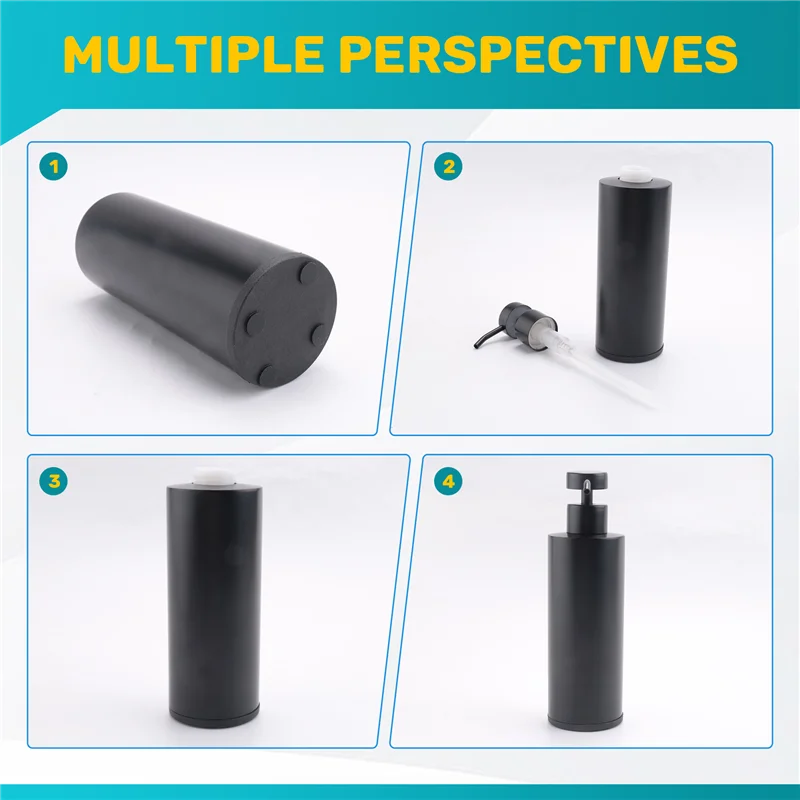 B92A Hand Soap Dispenser-Stainless Steel Dish Bath Countertop Lotion Dispensers,Black Liquid Wash Brushed Metal Soap Bottle