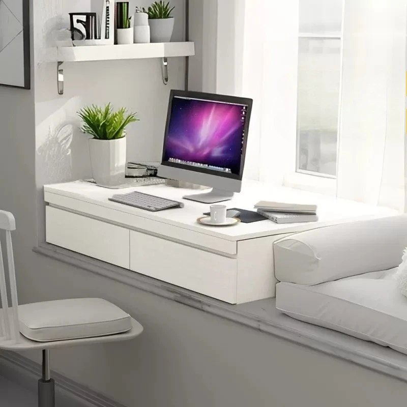 

Pure solid wood bay window desk bedroom small apartment retractable window sill simple modern style study table