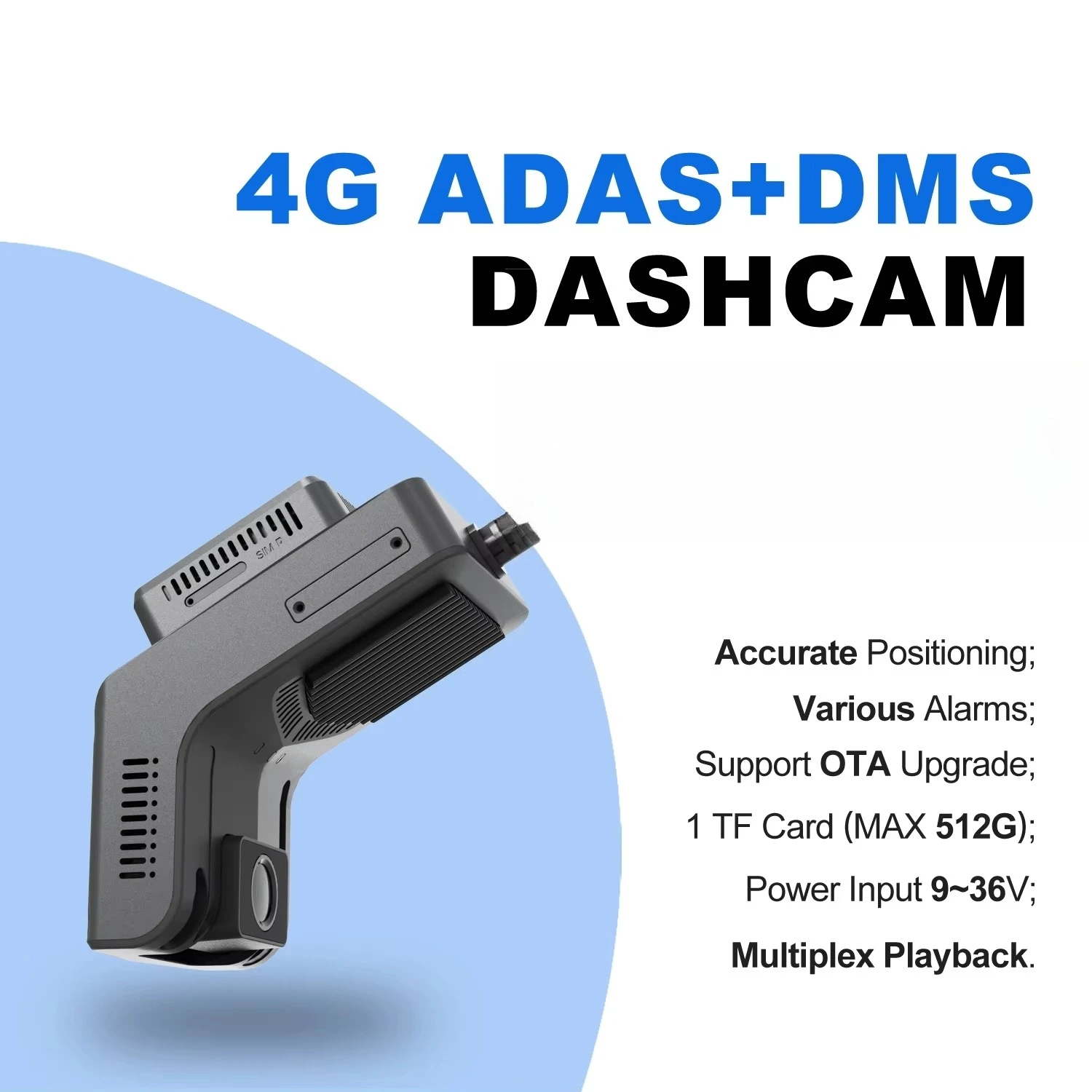 4G AI Dash Camera with ADAS DMS 1080P GPS Vehicle DVR for Fleet Management and Driver Monitoring