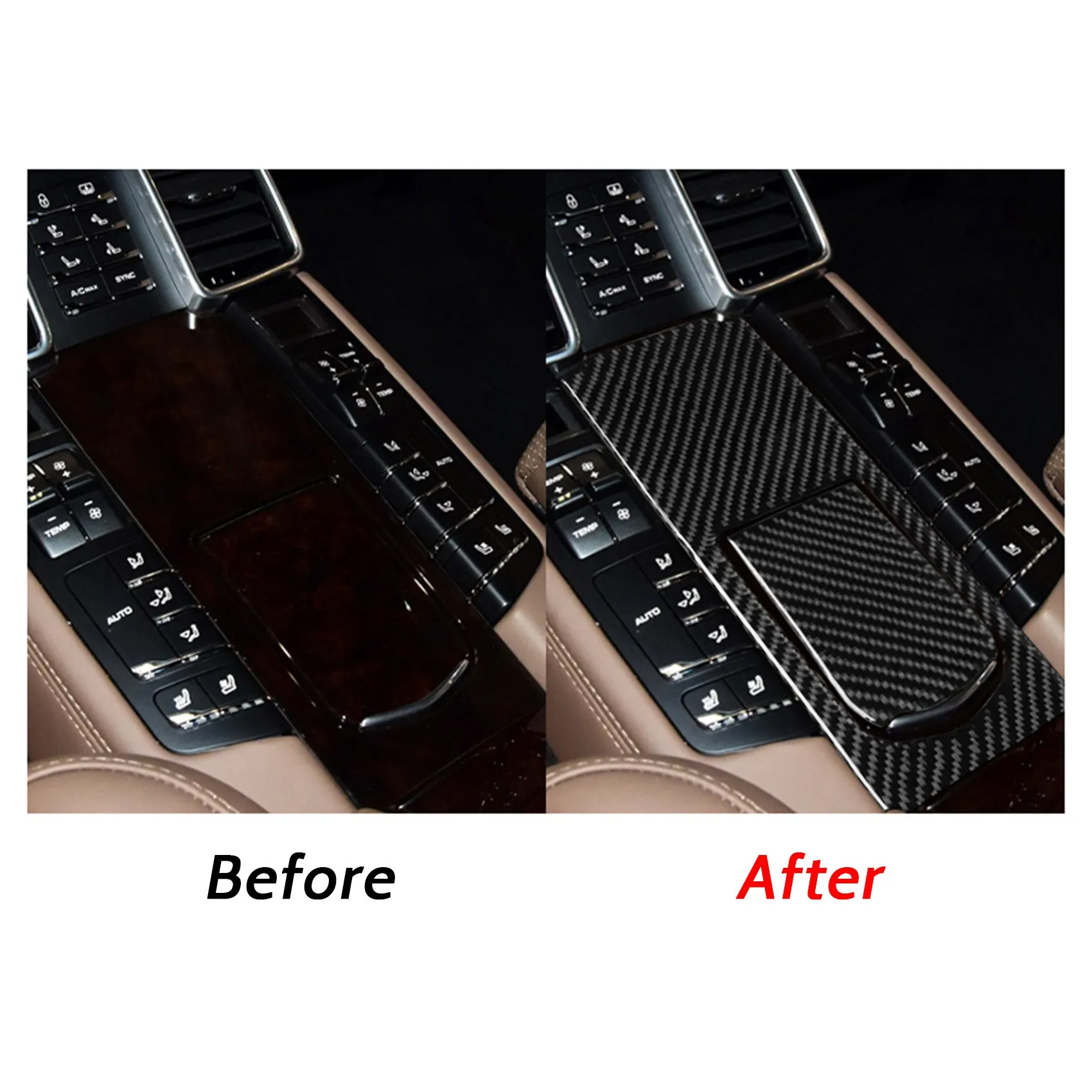 Panel Multimedia trasero de fibra de carbono para coche, pegatina decorativa para Porsche Panamera 10-16, color negro, 2 unidades