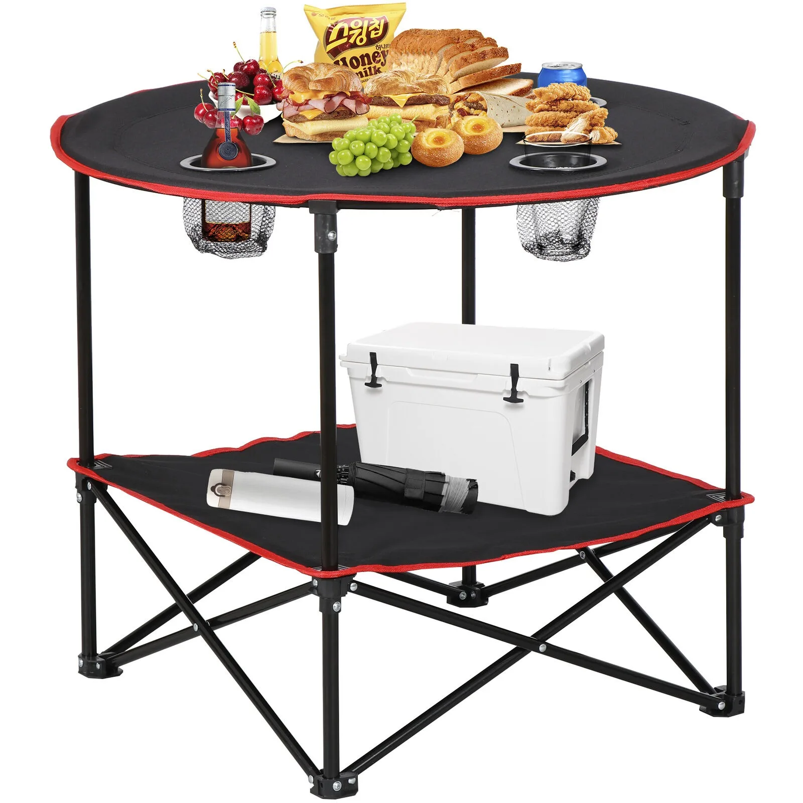 

Folding Picnic Table Portable Outdoor Camping Table with 4 Cup Holders and Bags United States