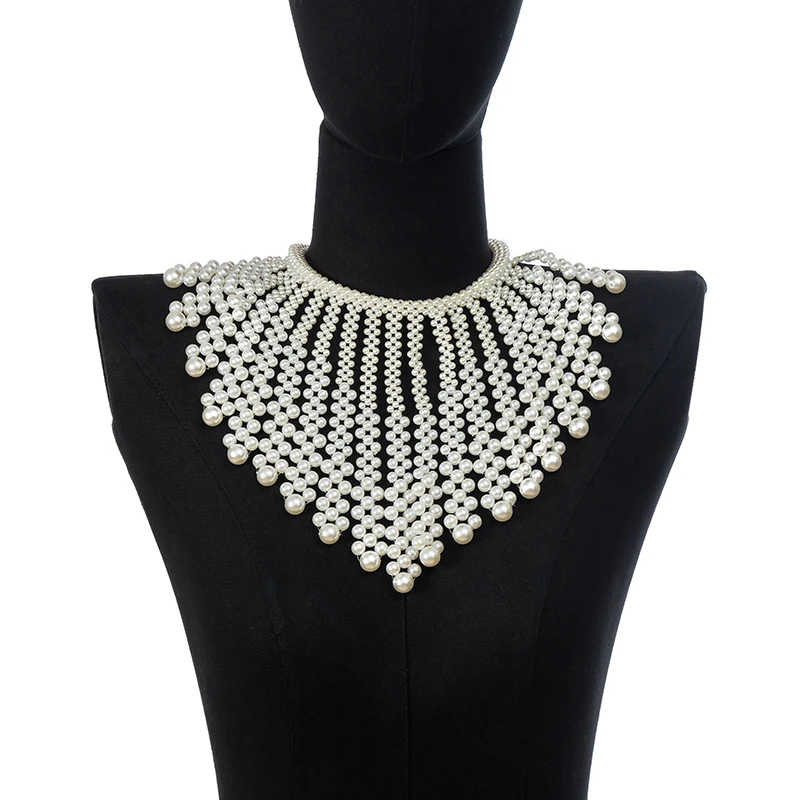 

European American Fashion personality Shawl Claw Chain Necklace Bride Luxury Extra Long Pearl Fringe Necklace Jewelry