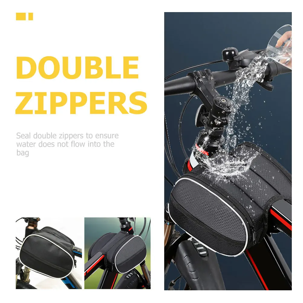 

Bike Front Frame Bag Wear Resistant Portable Phone Pouch For Bicycles Tube Bags Storage Smartphones Wallet Keys Tools Mountain