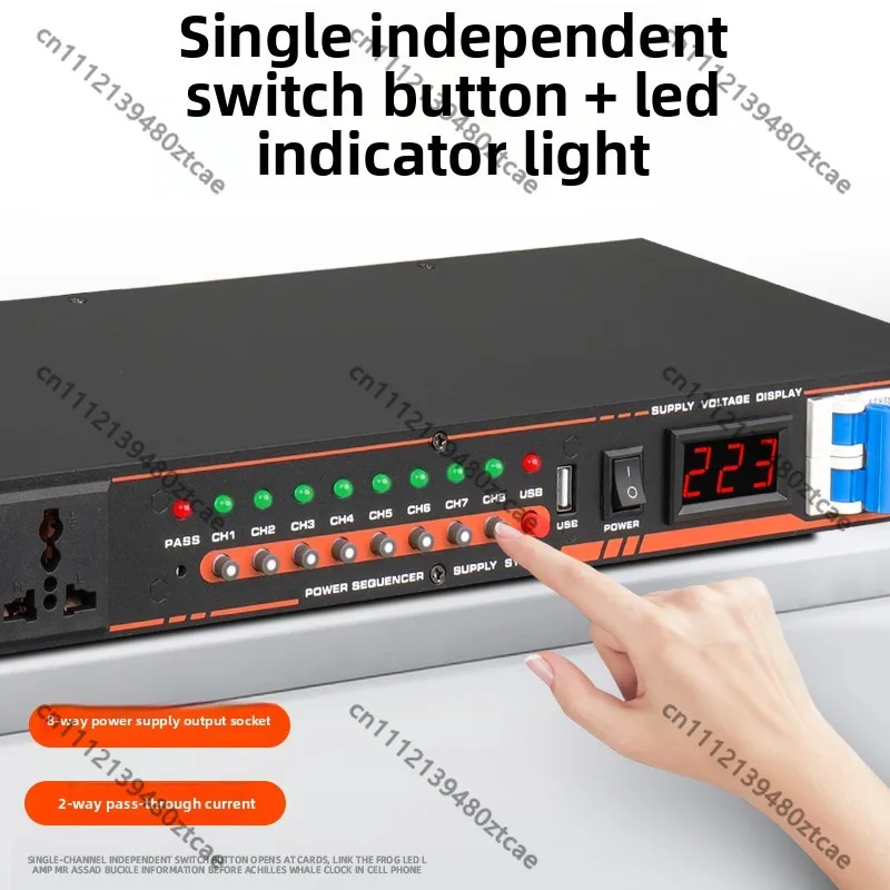8+2 Professional Filter Power Sequencer, Household KTV Performance Conference Cabinet Power Socket Manager Controller