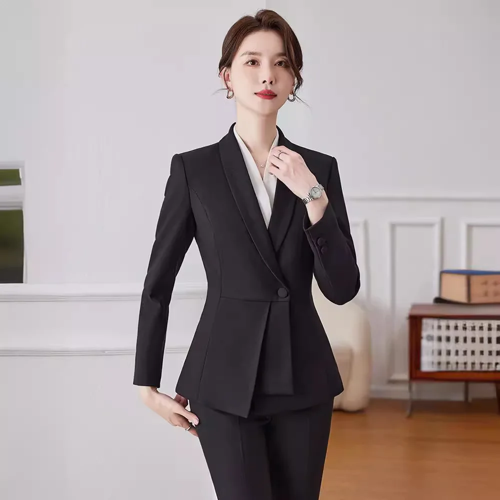 Hochwertige Stoff formale elegante profession elle Hosen anzüge Blazer Karriere Interview Hosen Sets Business Office Work Wear Set