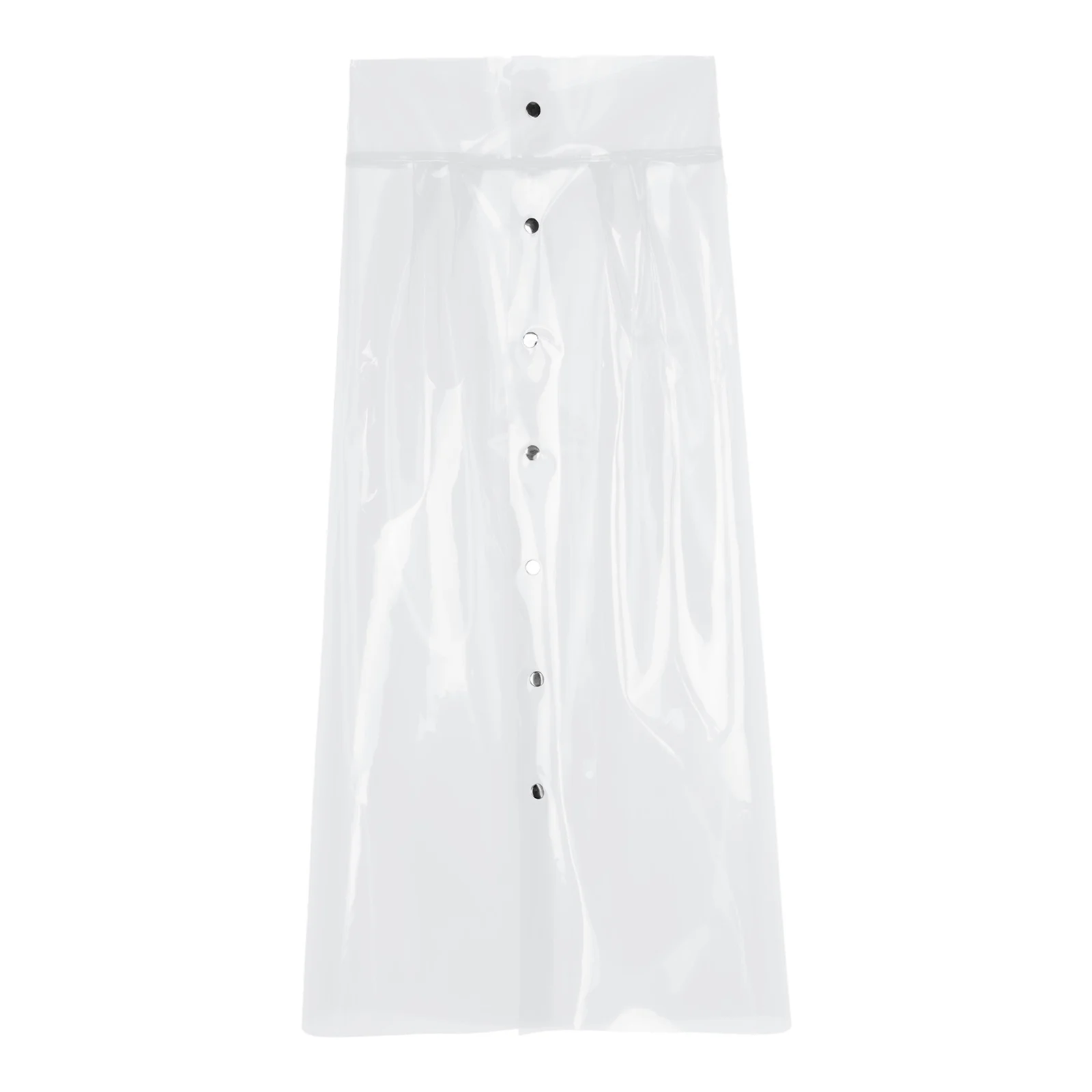 Women See-through Pvc Pencil Skirt High Waist Buttons Bodycon Sexy Transparent Midi Skirts Cover-ups for Rave Party Nightclub