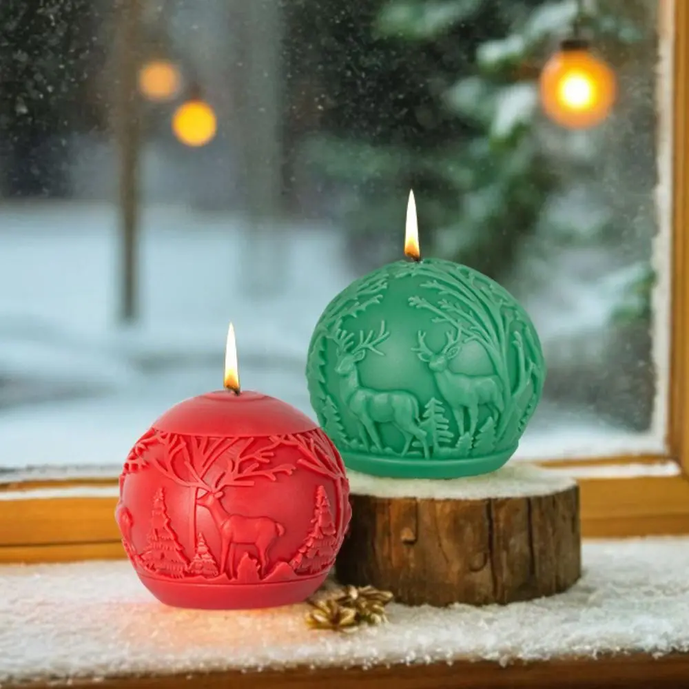

Cartoon 3D Christmas Ball Mold Christmas Tree Elk Aromatherapy Candle Mold Handmade Non-stick Soap Mold Holiday Festival