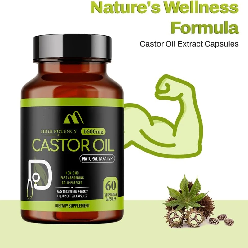 

Castor Oil 1600mg || Non Gmo || Vegetarian, Cold Pressed, High Potency -60 Capsules