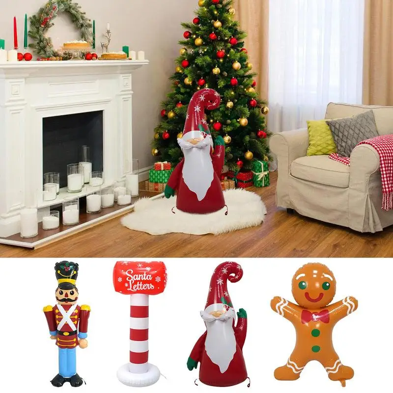 Christmas Inflatables Gingerbread Man cartoon Christmas Gnome Outdoor Decorations Xmas Yard Decorations for Lawn