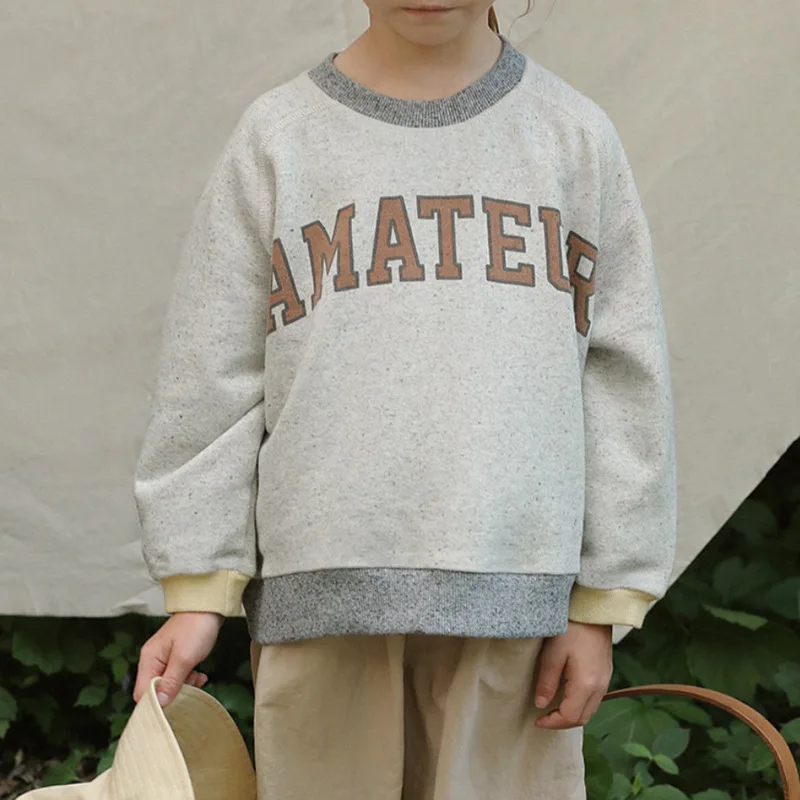 

2025 Autumn New Children Long Sleeve Casual Sweatshirt Girls Letter Print Pullover Baby Boy Sweatshirt Cotton Kids Clothes