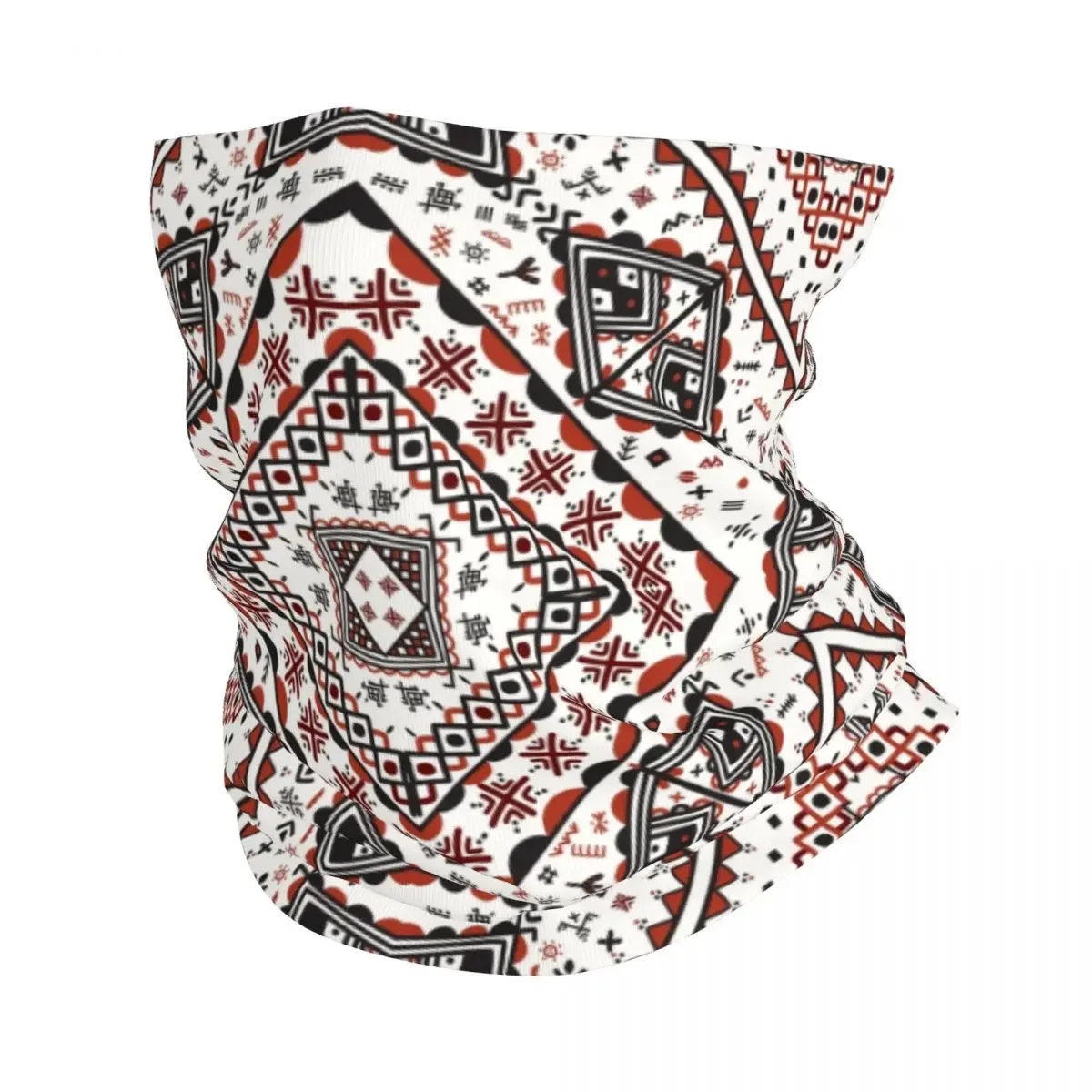 Kabyle Pottery Berber Motifs Bandana Neck Gaiter for Hiking Camping Women Wrap Scarf Morocco Africa Geometric Headband Warmer