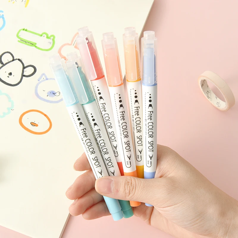 Creative Dot Marker Highlighters, Novelty Colored Dotted Art Markers, Dual-Tip Journaling Drawing Highlighters, 6 12 24 Colors