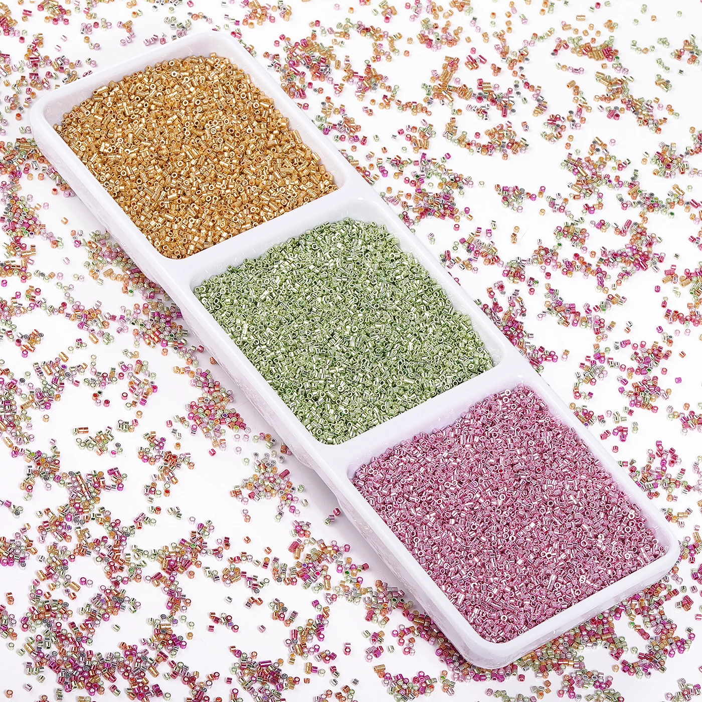 QIIY 50g/Bag 1.6mm Generic Metallic Color Glass Beads 11/0 Waterproof Loose Spacer Seed Beads for Making DIY Crafts Decoration