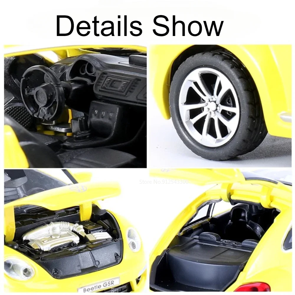 1:32スケール ビートル GSR 車 T1バス モデル玩具 サウンドライト付き 合金ダイキャスト プルバック ミニチュアモデル 子供向けホリデーギフト