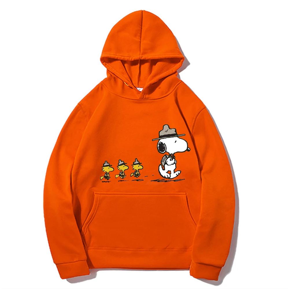 Snoopy Cartoon Anime Women\'s Hoodie 2024 Spring and Autumn New Men\'s Hoodie Casual Khaki Sports Couple Sweatshirt