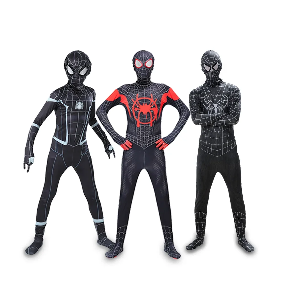 

Superhero Spiderman Cosplay Costume with Cape Mask Halloween Carnival Party 3D Style Bodysuit for Adult Kids