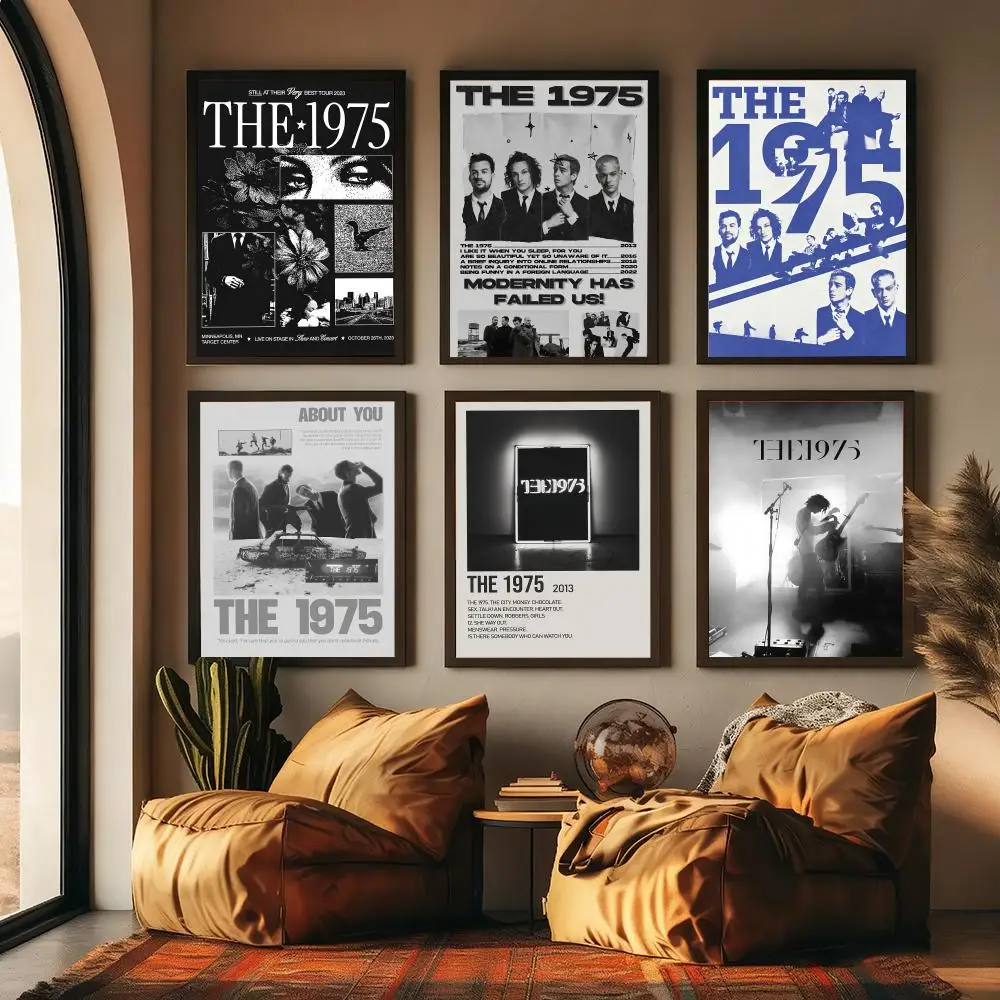 Hot Band T-the 1975 Painting Calligraphy High-Quality Cotton Canvas Poster Wall Art for Living Room Modern Coffee House Decor