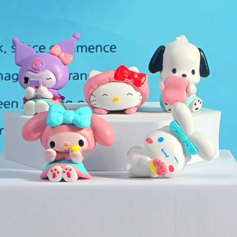 

Sanrio My Melody Kuromi Dolls Anime Action Figures Toy Q Figural Hello Kitty Pochacco Cinnamoroll Models Children Birthday Gifts