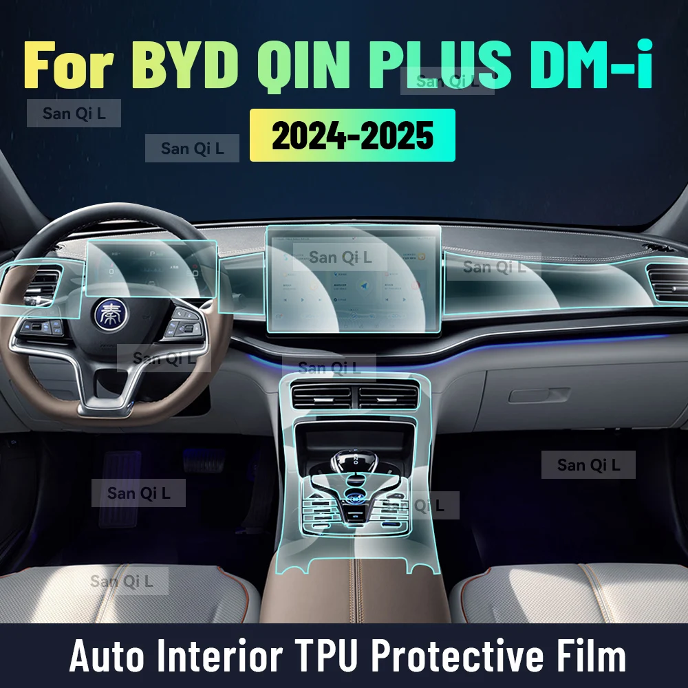 

Для BYD QIN PLUS DM-i 2024 2025 г., внутренняя центральная консоль, прозрачная защитная пленка из ТПУ, автомобильные аксессуары против царапин, набор для ремонта