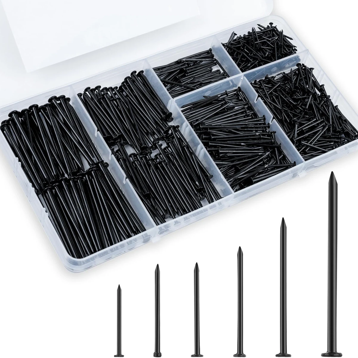 140/700pcs Hardware Nails Assortment Kit,6 Sizes Nails for Hanging Pictures, Finishing Nails, Wood Nails, Wall Nails Hanging
