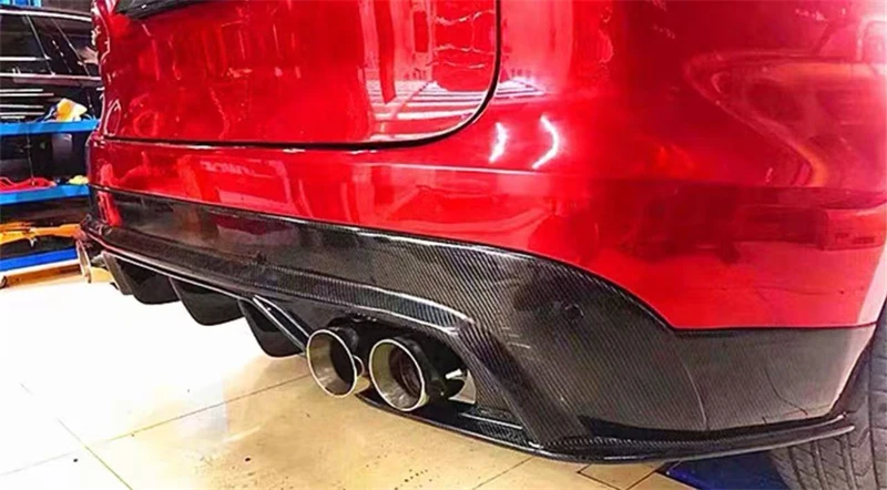 For Jaguar F-PACE 2016-2020 Real Carbon Fiber Car Rear Bumper Lip Diffuser Exhaust Port Splitters Spoiler Accessories Body Kit view 5