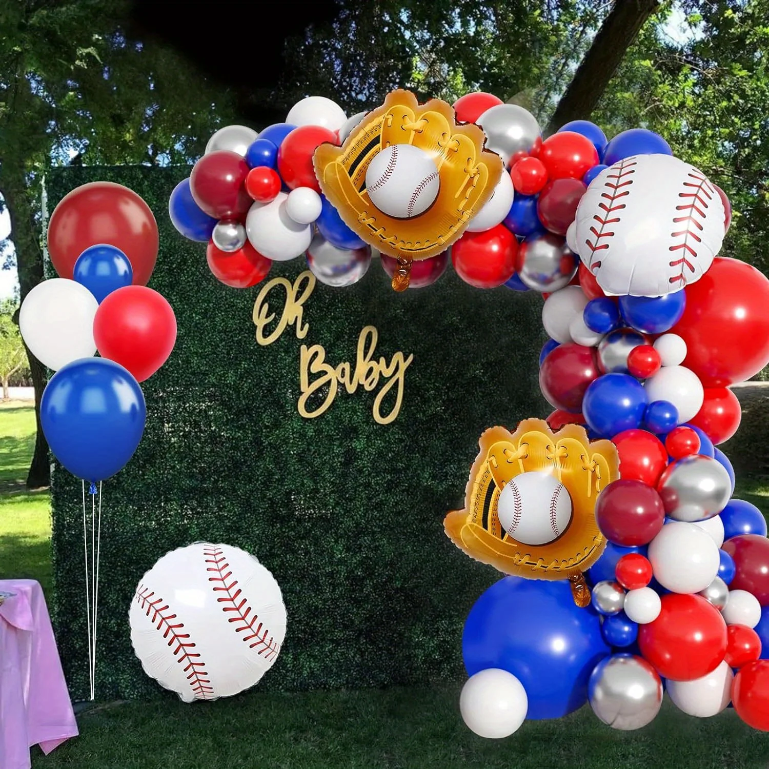 132PCS Baseball-themed Balloon Garland Arch Kit Birthday Baseball Player Party Champion Anniversary Party Decorations