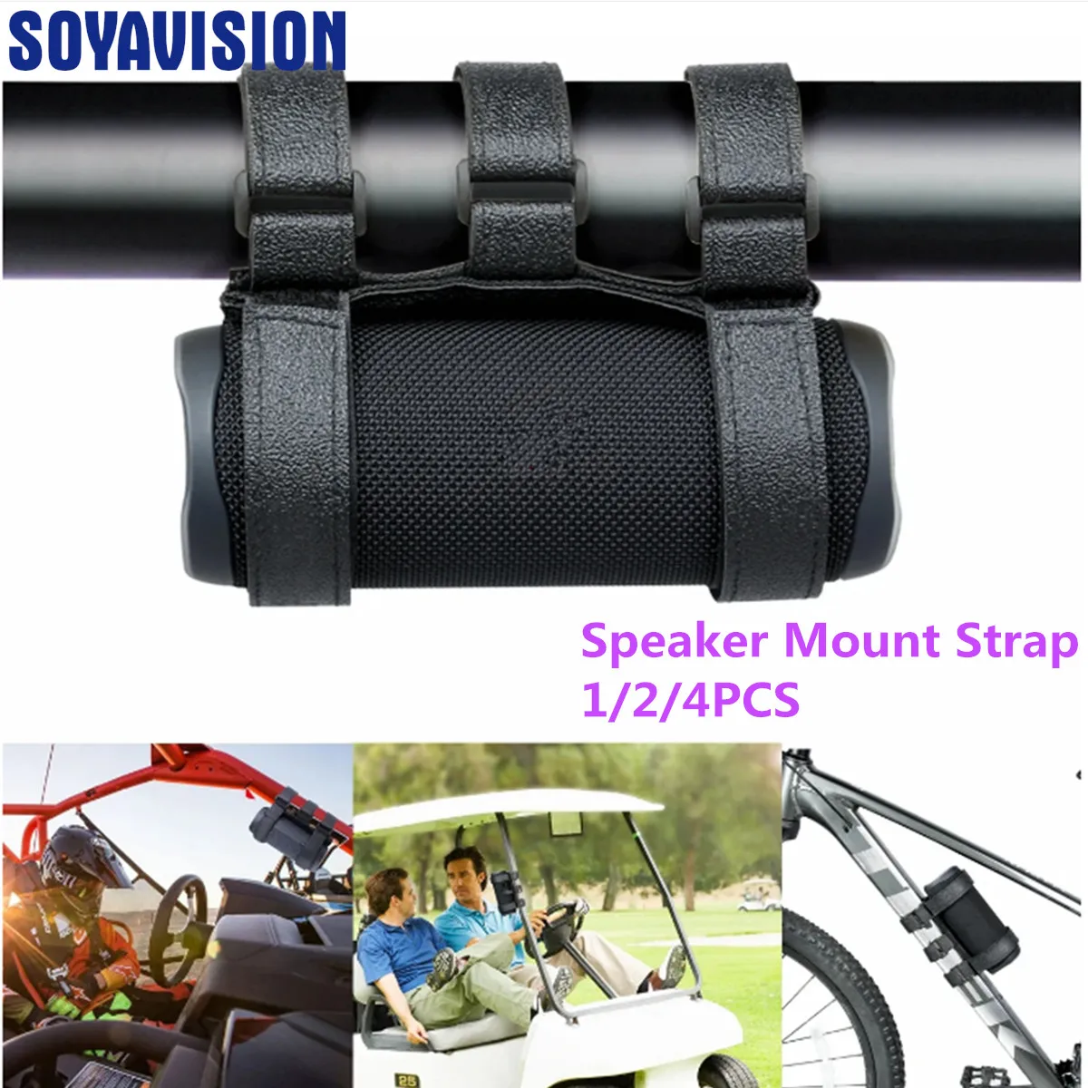 Speaker Holder Mount for Bike/MTB/Road Bike/GOLF Cart/Boat Railing/ATV UTV Adjustable Strap Bicycle Speaker Stand Bracket