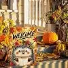 Garden Flag 12x18 Inch, Welcome Hedgehog Garden Flag, Cute Fall Autumn Floral Animal Outdoor Flag, Double Sided Decorative Y jjp