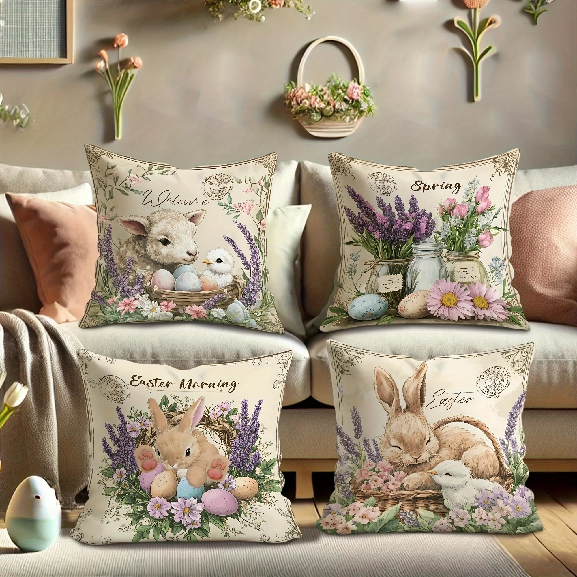 كيس وسادة مكون من 4 قطع، طباعة أحادية الجانب ثنائي الأبعاد، مناسب لأنواع الغرف والمكان المختلفة. #2