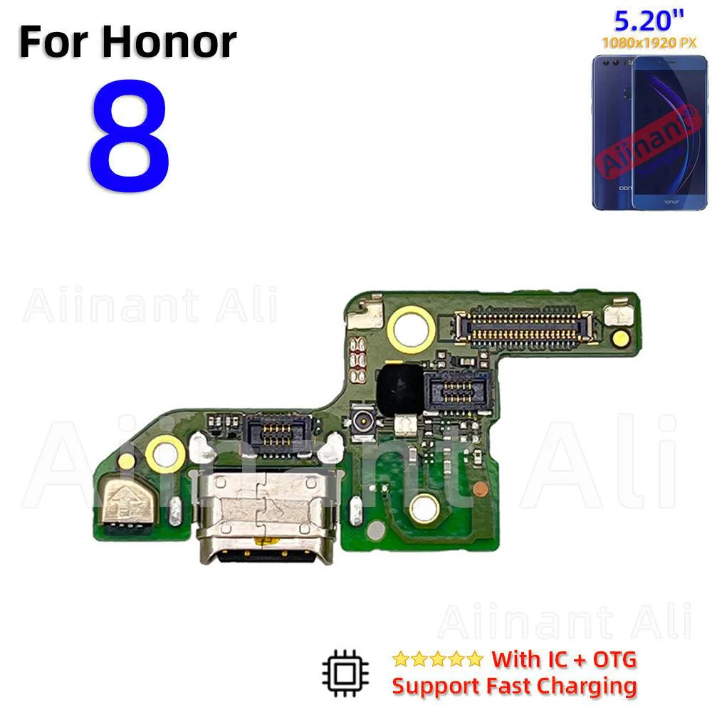 Aiinant Dock USB Charger Board Connector Charging Port Flex Cable For Huawei Honor 8 Lite Pro 8A 8C 8S 8X Max 2019 Spare Parts