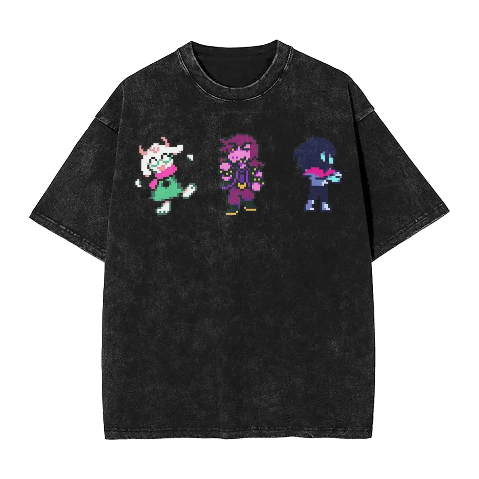 Deltarune Chapter Trio is back T Shirts Washed 100% Cotton Oversize T-Shirt  Retro Men Women Tops Streetwear Summer Tees