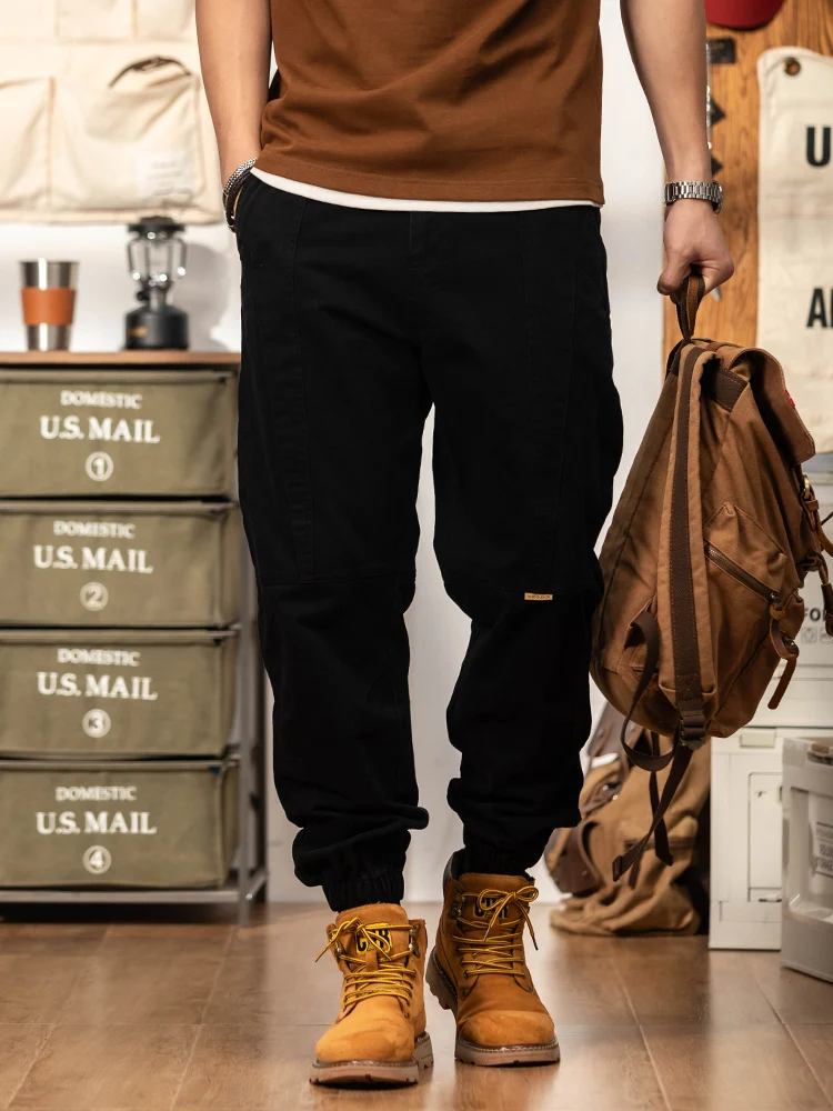 

Мужские летние повседневные брюки из хлопка Bla: Новинка, зауженный крой, винтажный стиль, с отворотами, дышащие, свободные, модные, городские, рабочие.