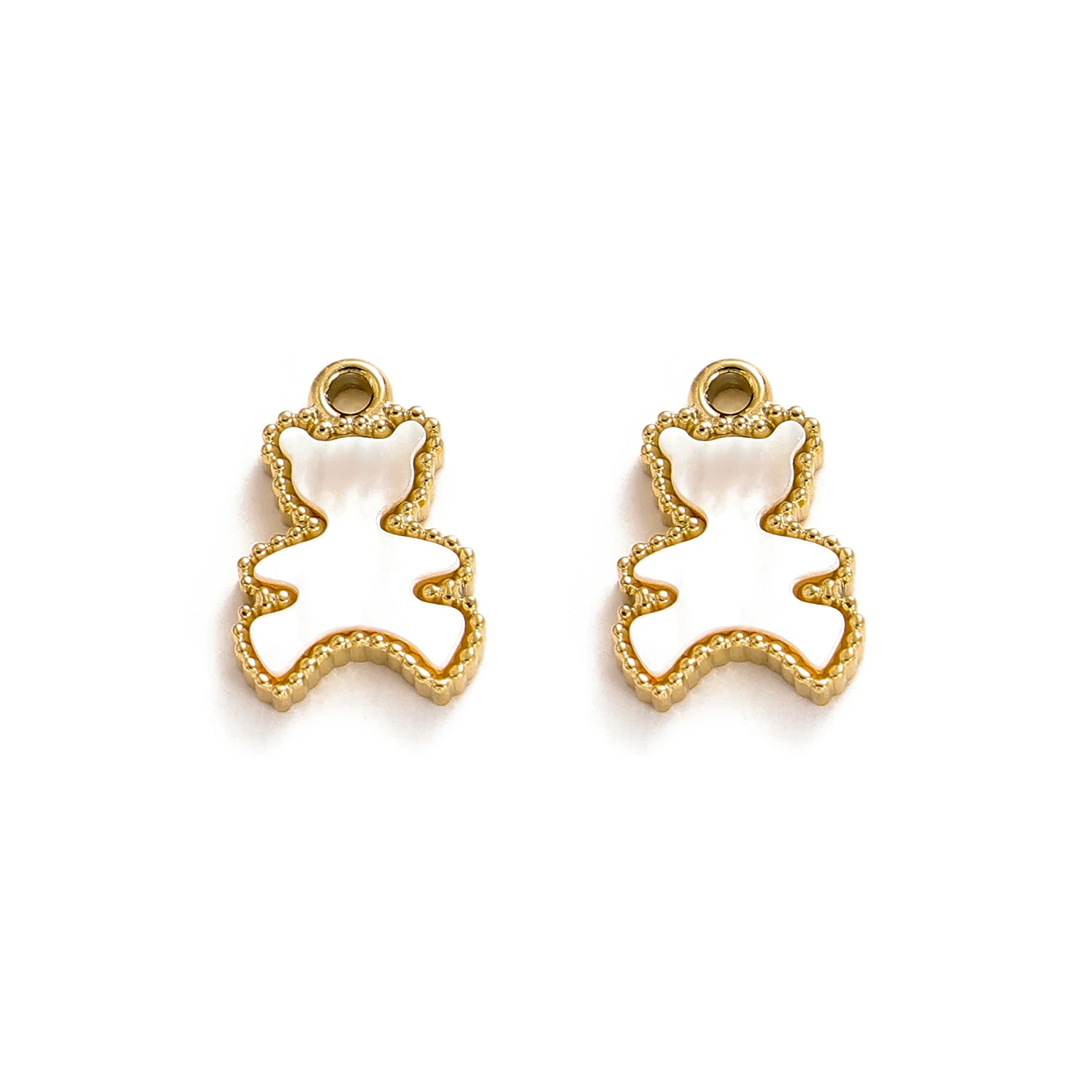 CARLIDANA Stainless Steel Gold Plated Teddy Bear Pendant Cute 3D Teddy Bear Hollow Pendant Charm Waterproof for DIY Jewelry