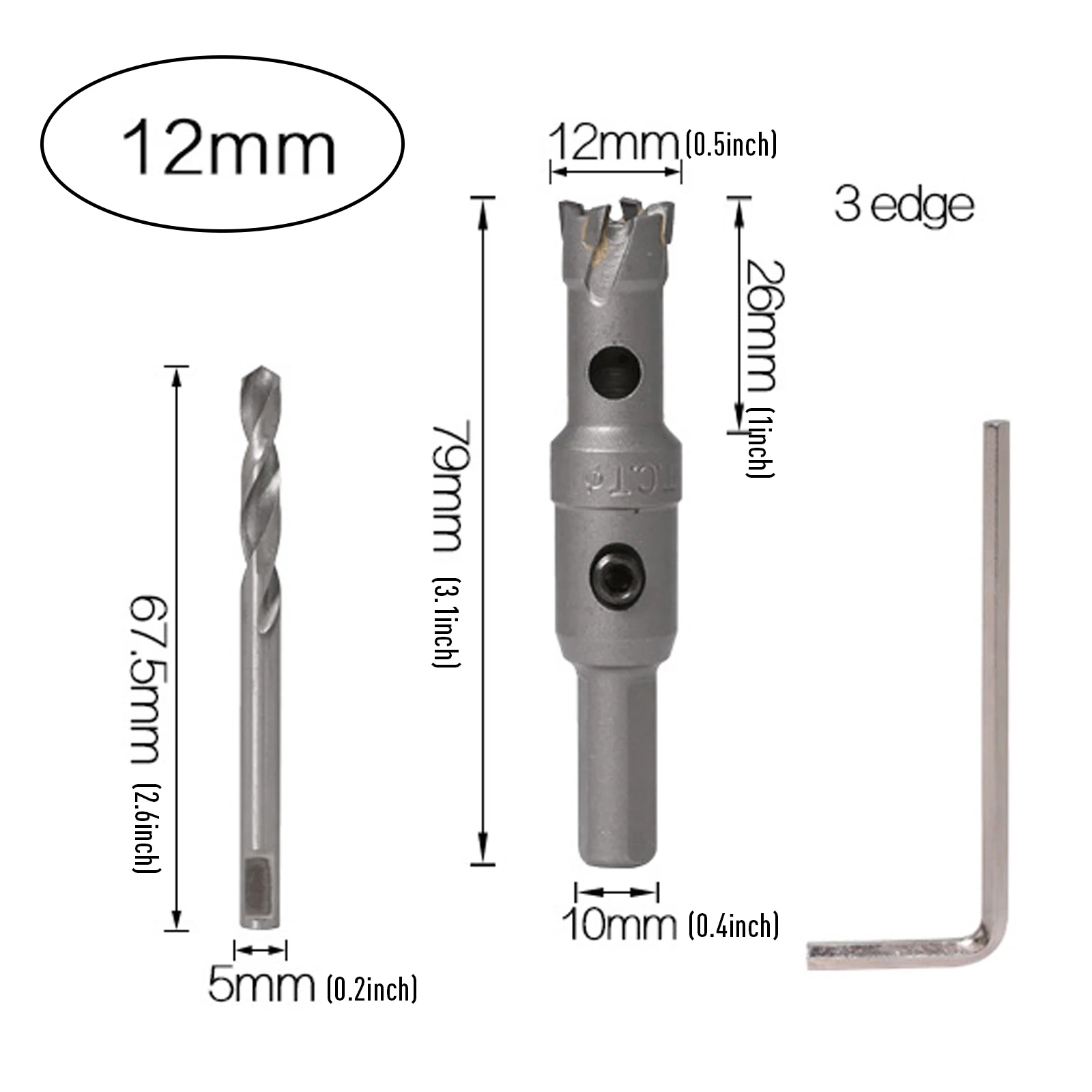 1 pezzo 5A inserto in metallo duro TCT foro per punta da trapano 12mm sega a tazza di gruppo foratura in acciaio inossidabile e lega metallica
