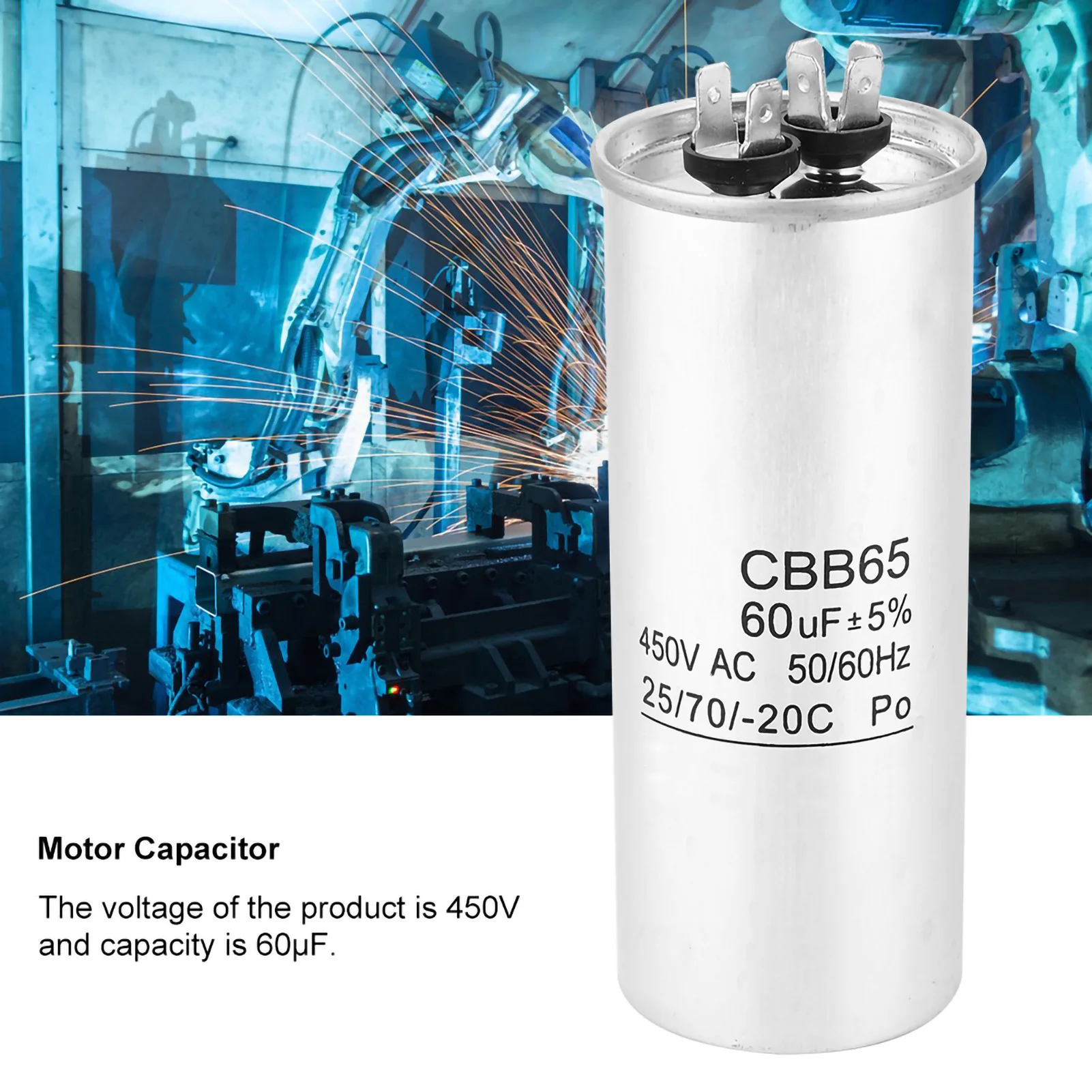 

Конденсатор CBB65 60 мкФ 450В для запуска двигателя компрессора кондиционера