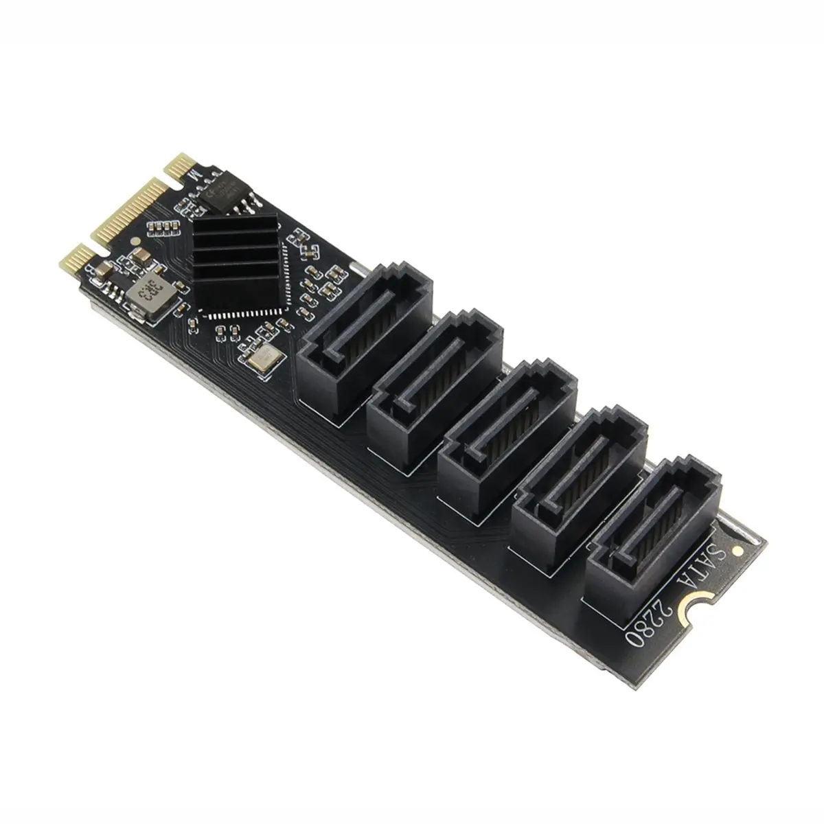 A40I M.2 NGFF B-KEY to SATA Adapter SATA Port Multiplier M.2 to 5 Ports SATA3 6Gbps SSD Expansion Card JMB585 Chip view 2