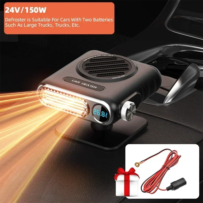 

Display Temperature Car Heater 12V/24V Portable Defogger Defroster Heater Fan 150W Dryer Windshield Defogger Accessories