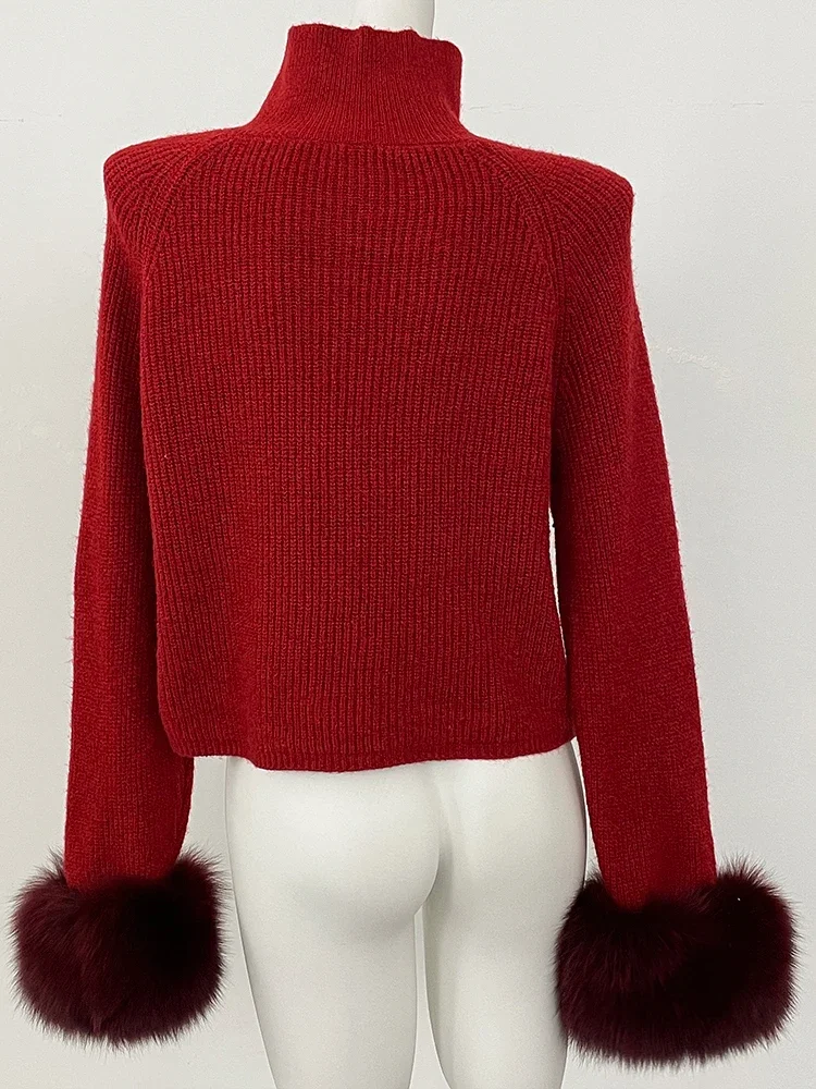 جديد سترة المرأة سستة البطانة فضفاضة قسط سترة الإناث الخريف تريكو المرقعة معطف الفرو الحقيقي الربيع البلوز #5