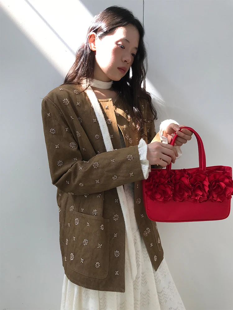 

Dorydory round Ne Heavy Embroidery Bead Suit Jaet Ele Lady High-End Casual Top Pure Cotton Autumn 2024 Collection